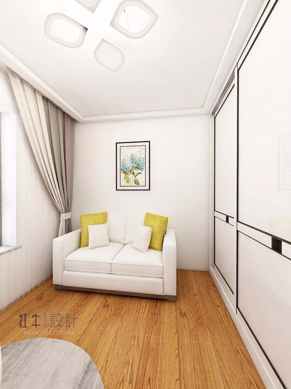 南京四季金輝90平米現代簡約風格裝修  跳躍色彩讓空間更靈動07