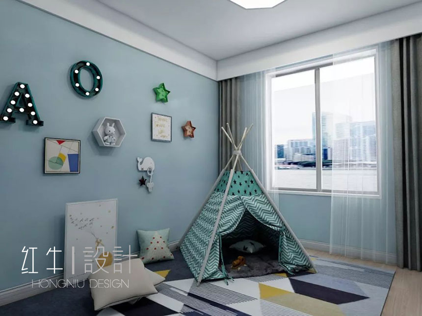 南京保利國際社區142平米現代簡約風格裝修08兒童房_水印