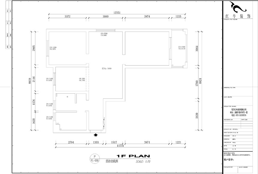 860x580_吳波_南京賈西新苑88㎡簡歐風格裝修_原始結構圖