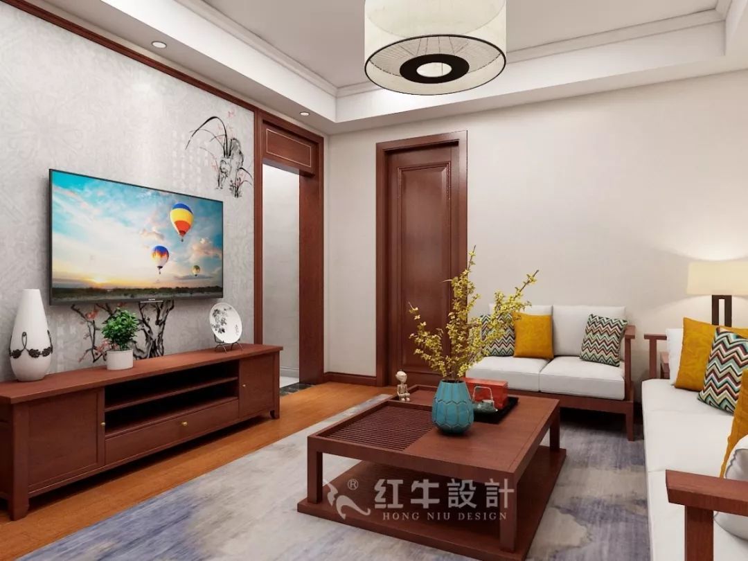 南京老房翻新--兩室一廳變一室兩廳13劉曉芳_寧工新寓60㎡現代中式風格二手房裝修效果圖_客廳