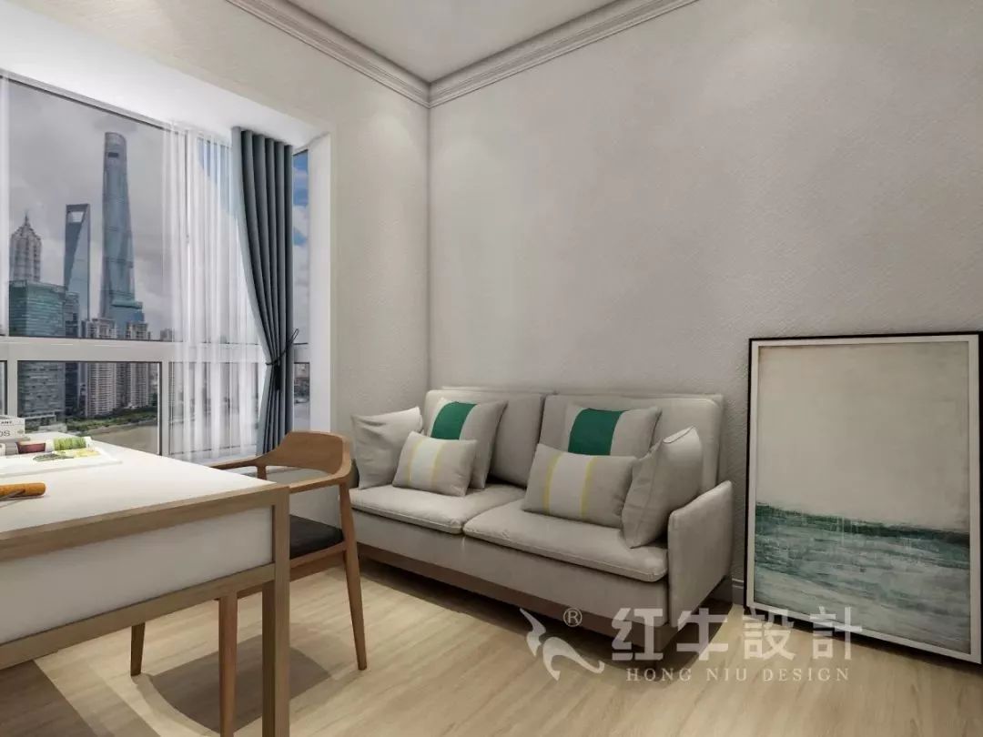 南京老房翻新--即便少掉一個(gè)衛(wèi)生間，也要單獨(dú)的衣帽間！17仇美蓉_康盛花園115㎡輕奢風(fēng)格裝修效果圖_書(shū)房