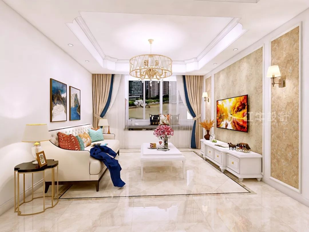 南京恒山花苑106㎡簡歐風格--靜享優雅生活07客廳