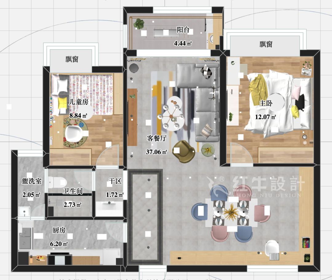 南京萬達茂99㎡北歐風格--摒棄繁瑣的裝飾，打造簡潔明亮的家居空間！02▲平面圖