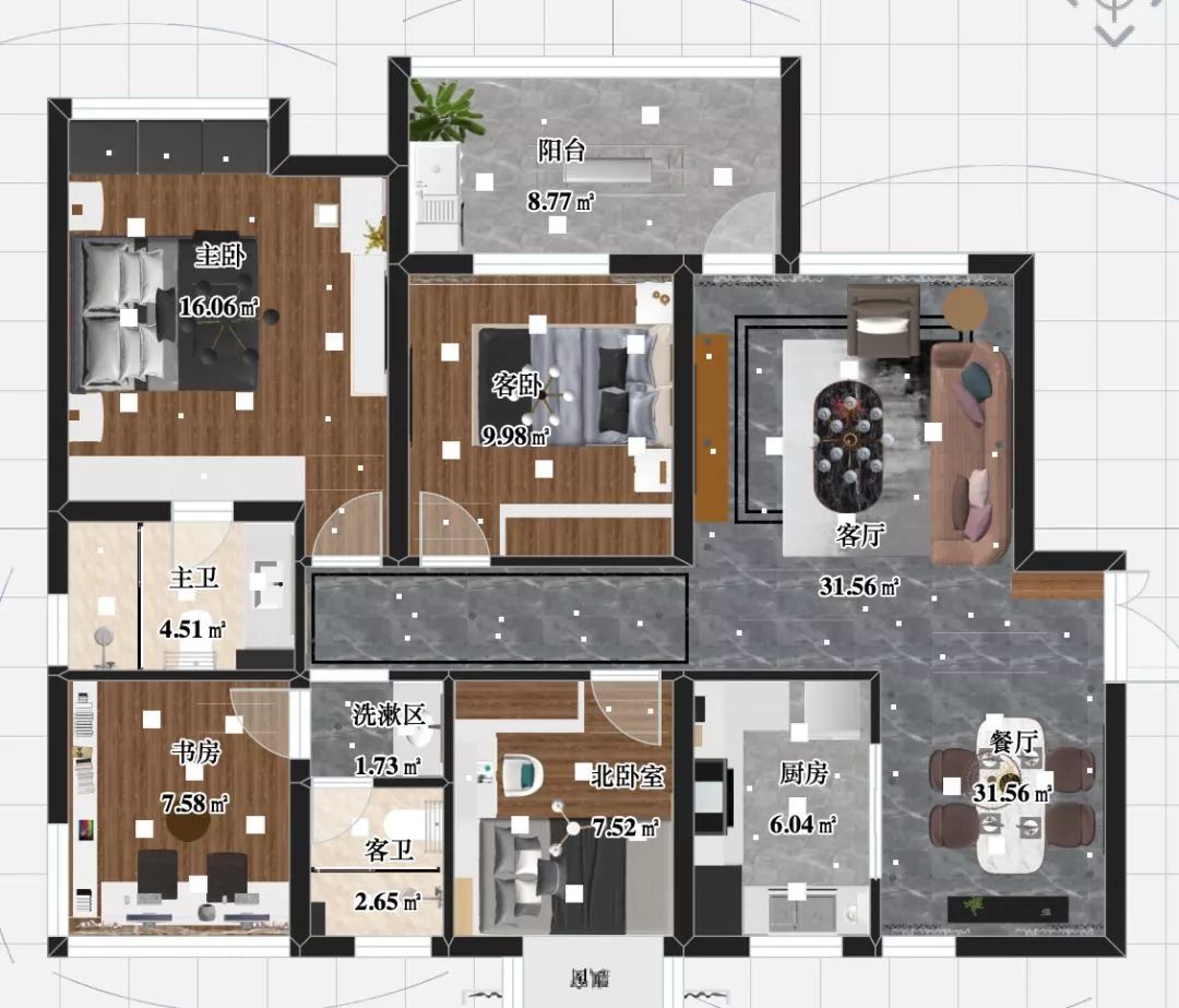 南京海賦尚城122㎡現(xiàn)代風格--打造高品質時尚家居02平面彩圖