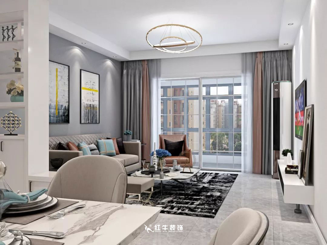 南京商苑新村120㎡現代簡約--深淺有致的色彩搭配01客廳+logo