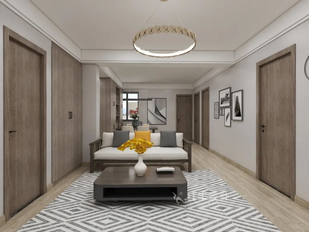 劉萍萍_花崗鴻福城132㎡現代簡約風格_兩套小戶型打通變大宅，中西雙廚房+衣帽間打造品質生活！06客餐廳