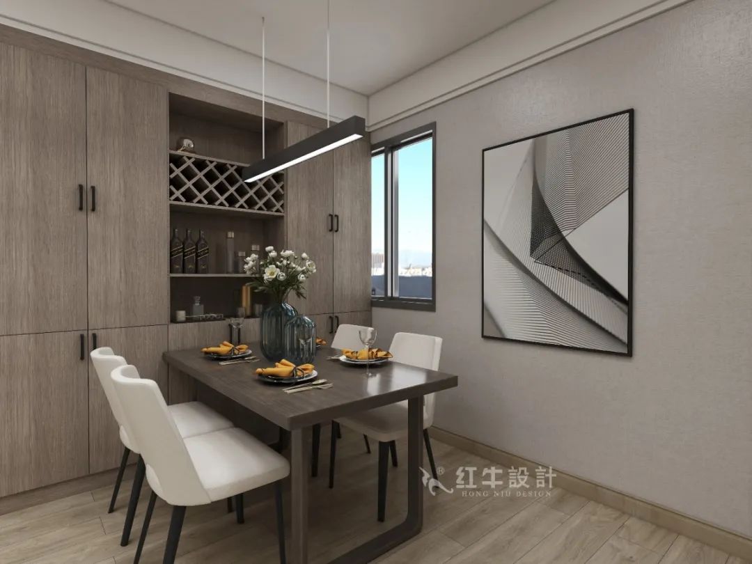 劉萍萍_花崗鴻福城132㎡現代簡約風格_兩套小戶型打通變大宅，中西雙廚房+衣帽間打造品質生活！09餐廳