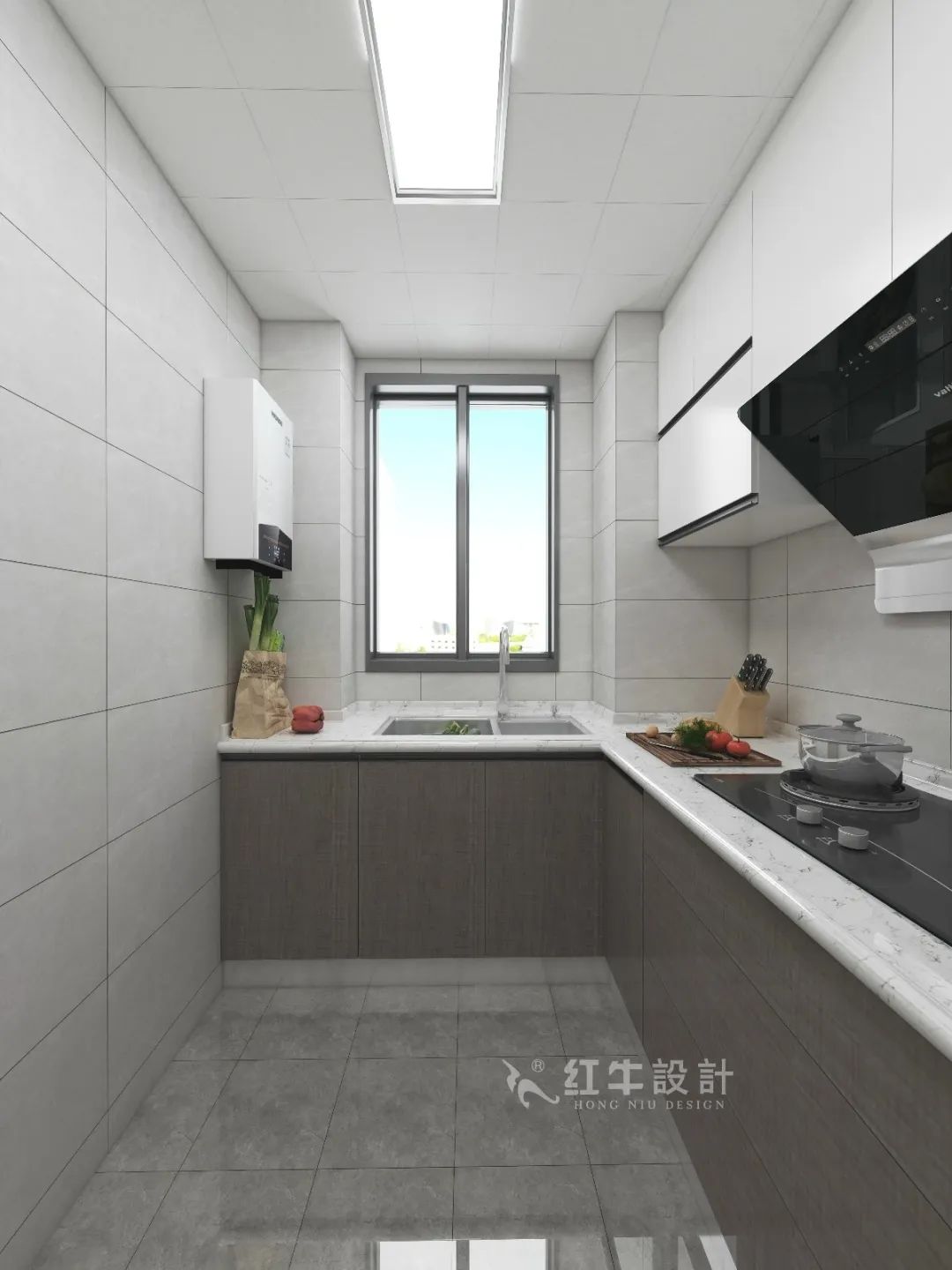 劉萍萍_花崗鴻福城132㎡現代簡約風格_兩套小戶型打通變大宅，中西雙廚房+衣帽間打造品質生活！10廚房