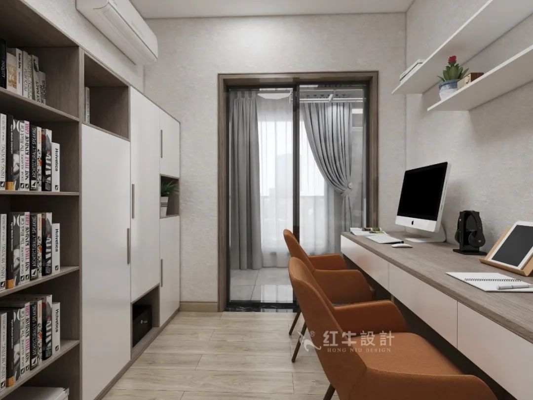劉萍萍_花崗鴻福城132㎡現代簡約風格_兩套小戶型打通變大宅，中西雙廚房+衣帽間打造品質生活！12書房