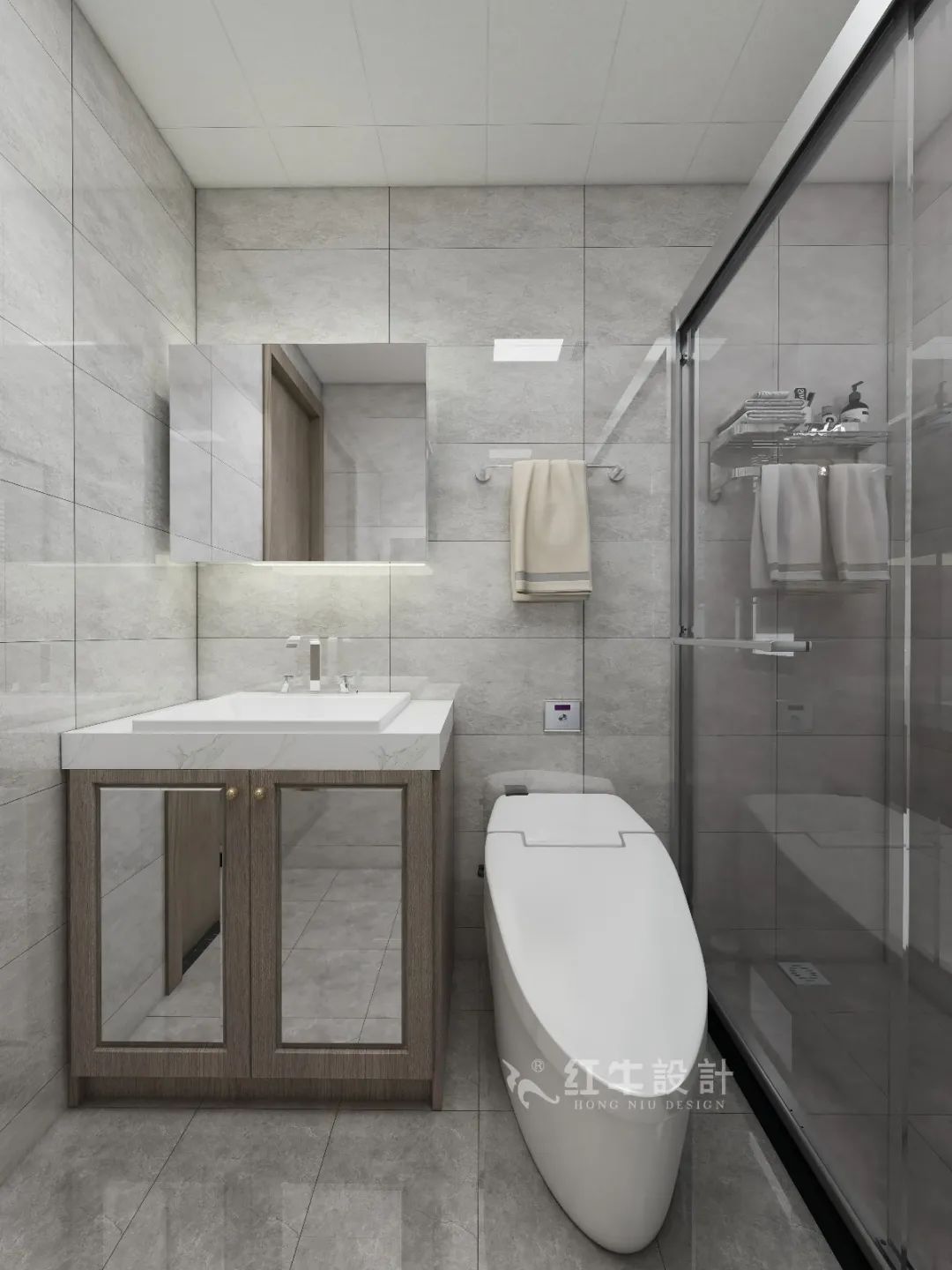 劉萍萍_花崗鴻福城132㎡現代簡約風格_兩套小戶型打通變大宅，中西雙廚房+衣帽間打造品質生活！17衛生間