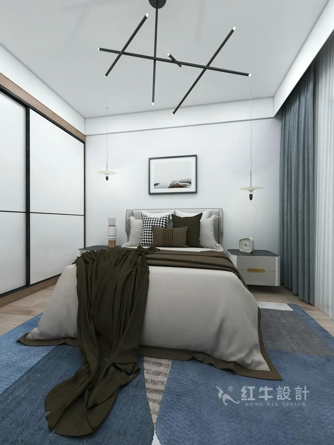 蔣琛_紅牛設計--電建洺悅府160㎡現代風格10效果圖欣賞_次臥