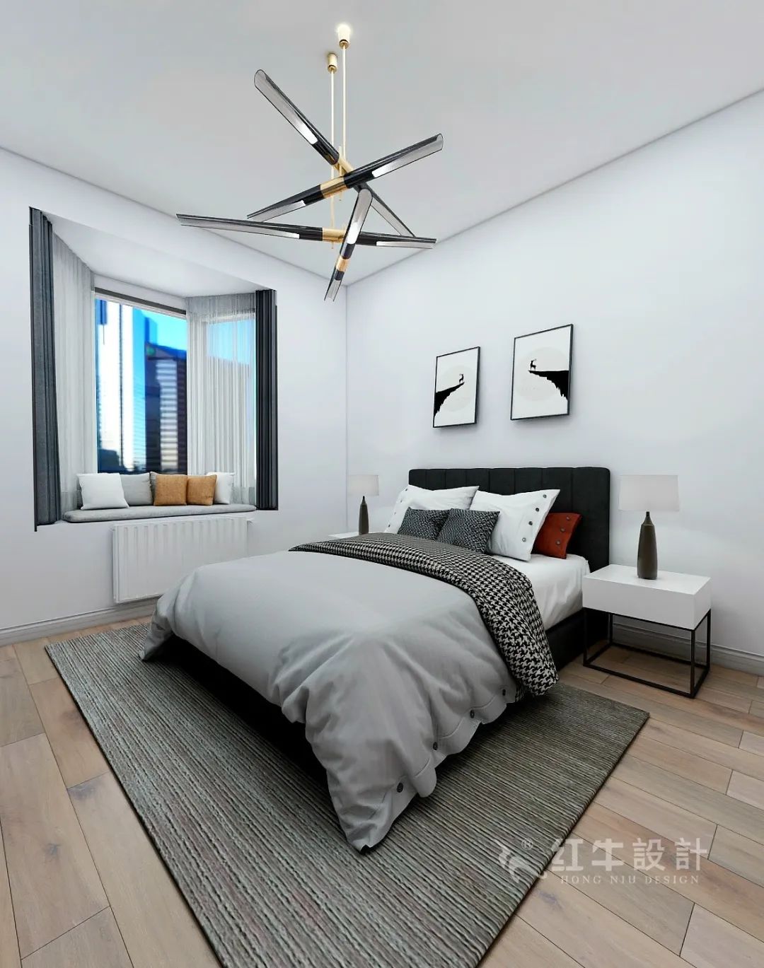 蔣琛_紅牛設計--電建洺悅府160㎡現代風格11效果圖欣賞_次臥