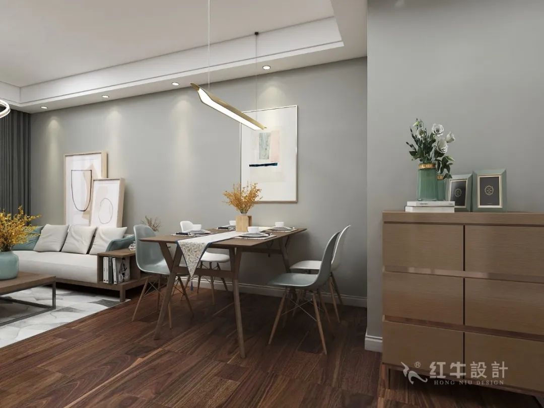 吳波_紅牛設計--中垠紫金官邸100㎡(B戶型)現代簡約05效果圖欣賞_餐廳