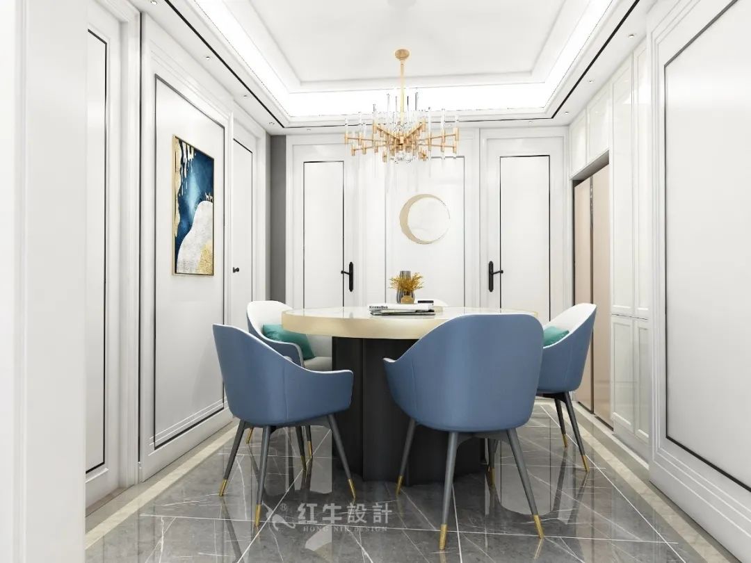 顧娟_紅牛設計--中垠紫金官邸137㎡（F戶型）輕奢風格06效果圖欣賞_客廳