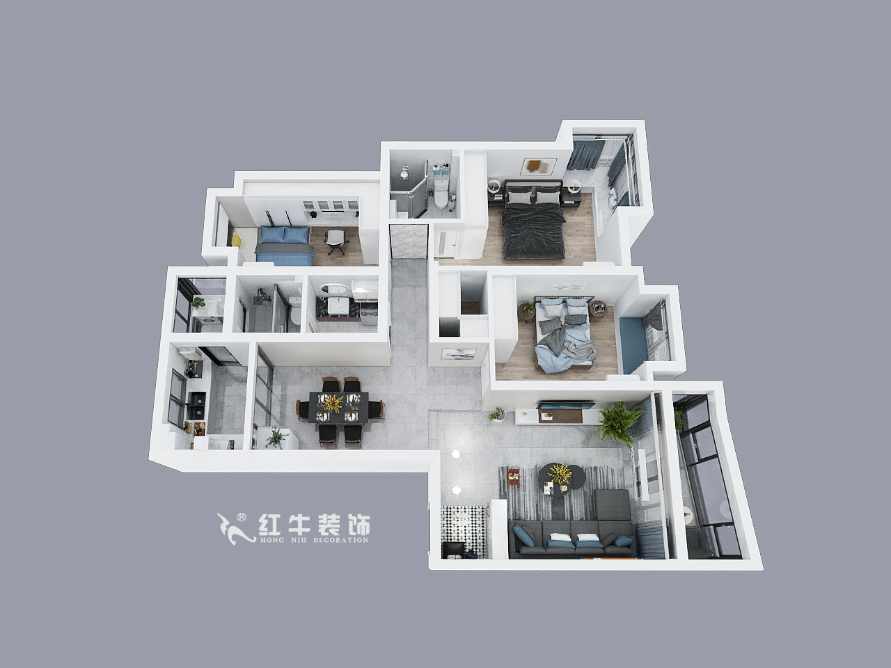 劉小勇_花開四季11-301-120㎡-現代簡約風格_鳥瞰圖+logo