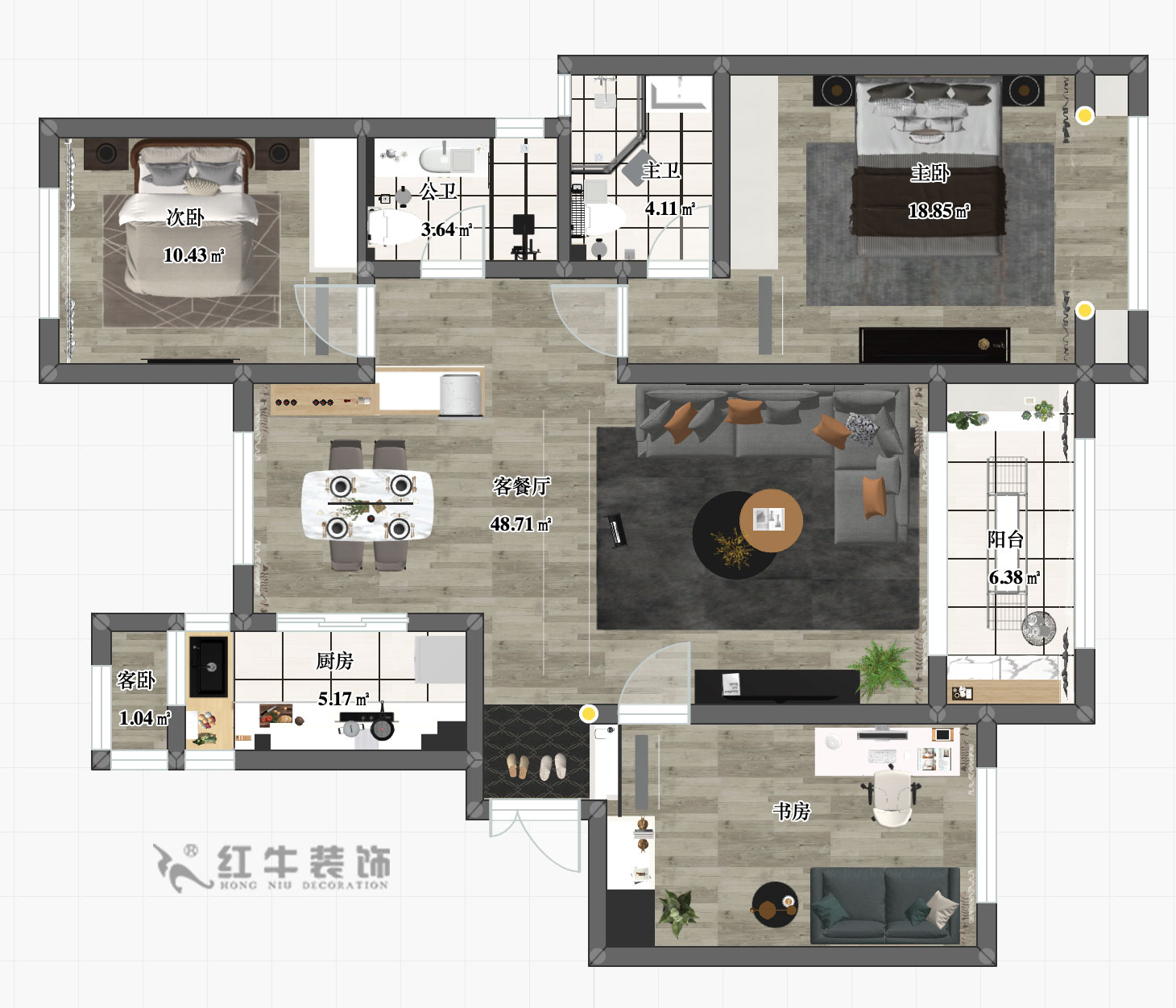 劉小勇_榮盛首府2-703-126㎡-現(xiàn)代簡約風(fēng)格_彩平圖+logo