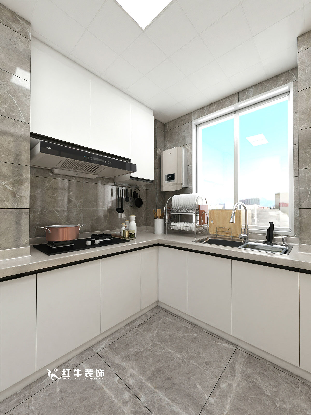 顧娟_金地都會意境118㎡現代風格--弧形沙發設計，獨特有創意！06餐廳設計_廚房+