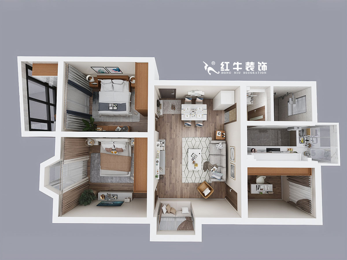 蔣琛_良辰美景14-2-401-90㎡-現代簡約風格_鳥瞰圖