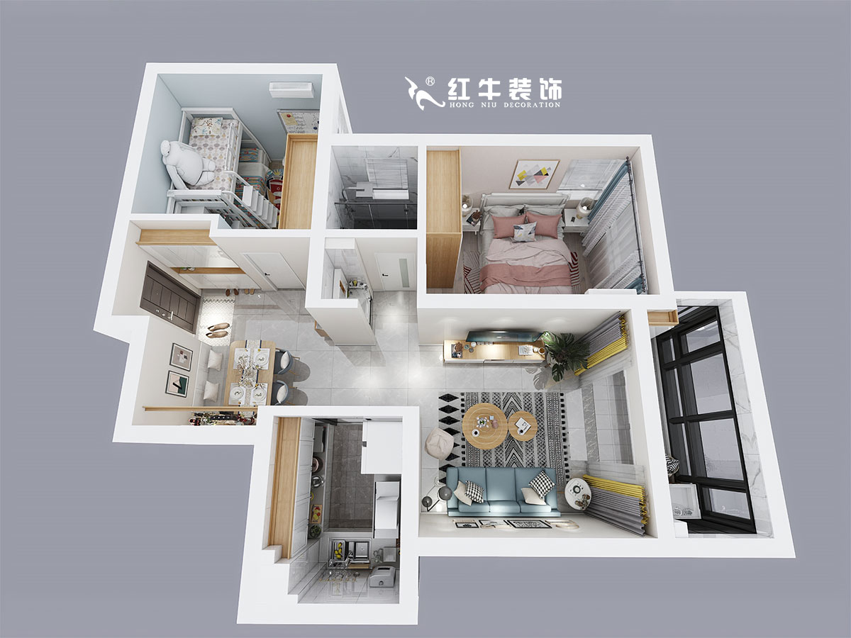 顧娟_啟迪方洲明園6-2502-77㎡-簡約北歐風格_鳥瞰圖