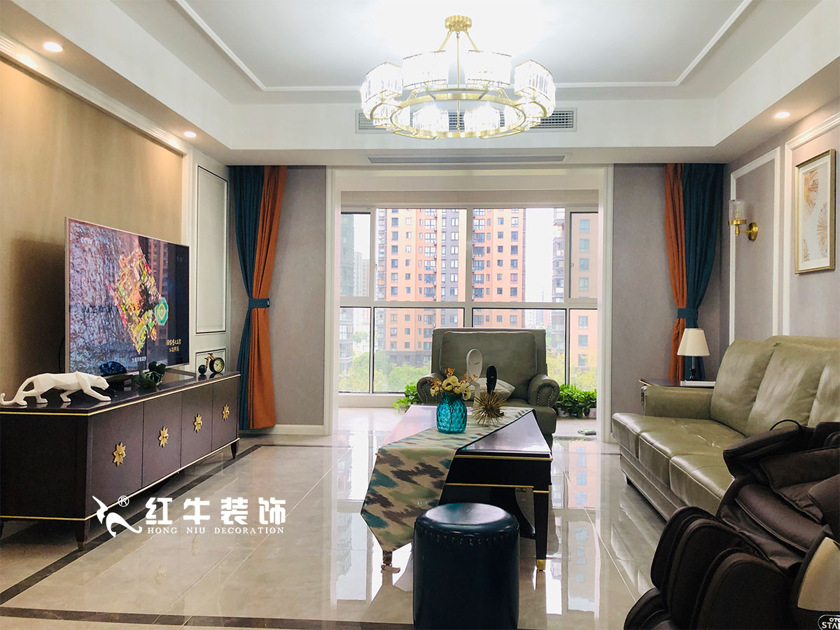 【實景案例】張智猿_紫金未來城-140㎡-美式輕奢風格_全包20萬03客廳