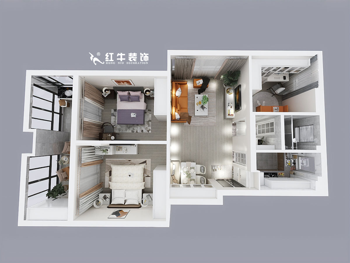 仇美蓉_朗詩萬都玲瓏樾3-4-408-92㎡-現代風格_3室2廳1衛_定制家￥123952→00鳥瞰圖