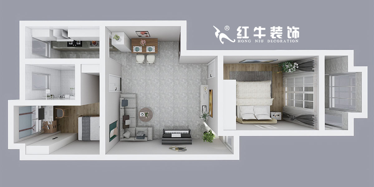 魏明花_一品嘉園2-305-76㎡-簡約風格_2室1廳1衛_成品家￥117416→00鳥瞰圖