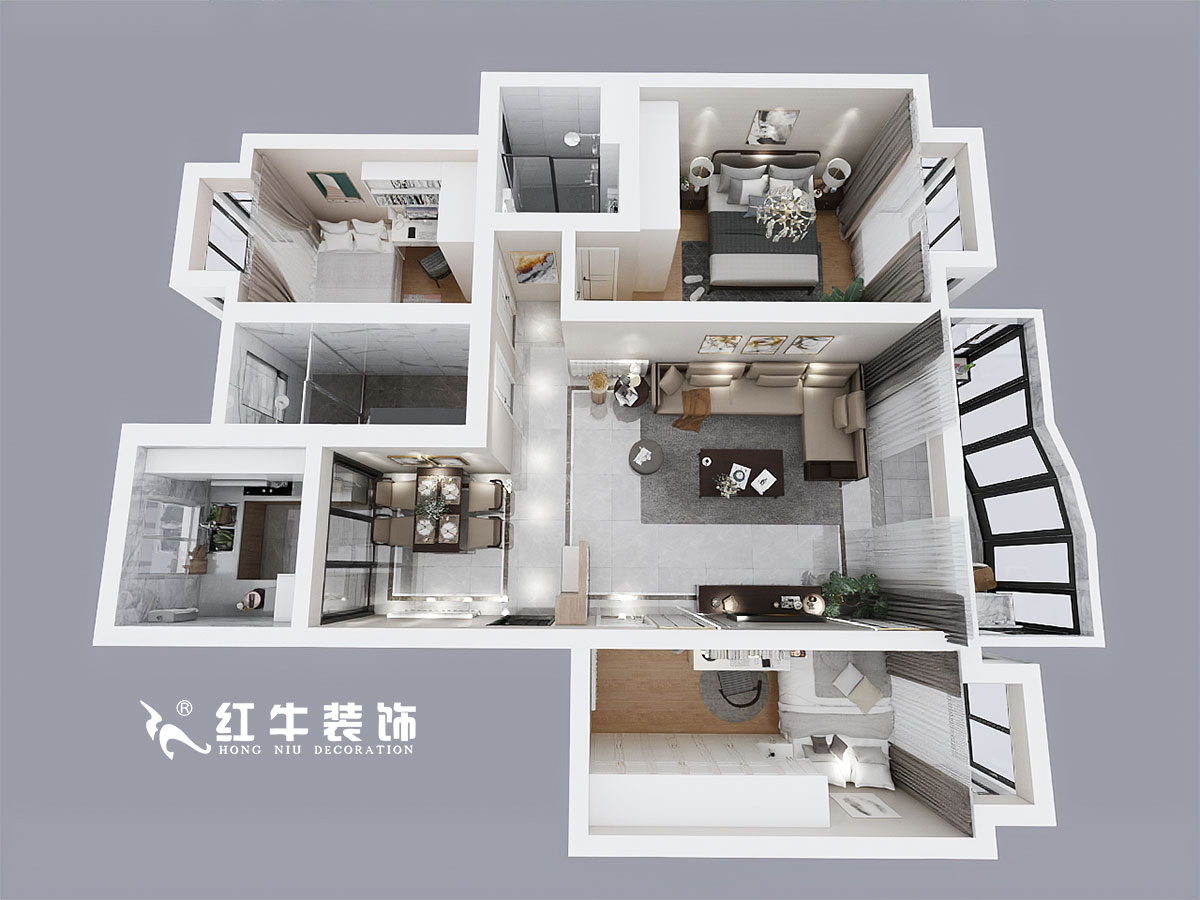 吳波_黃埔鑫園13-505-116㎡-現(xiàn)代風(fēng)格_3室2廳2衛(wèi)_定制家￥162554→00鳥瞰圖