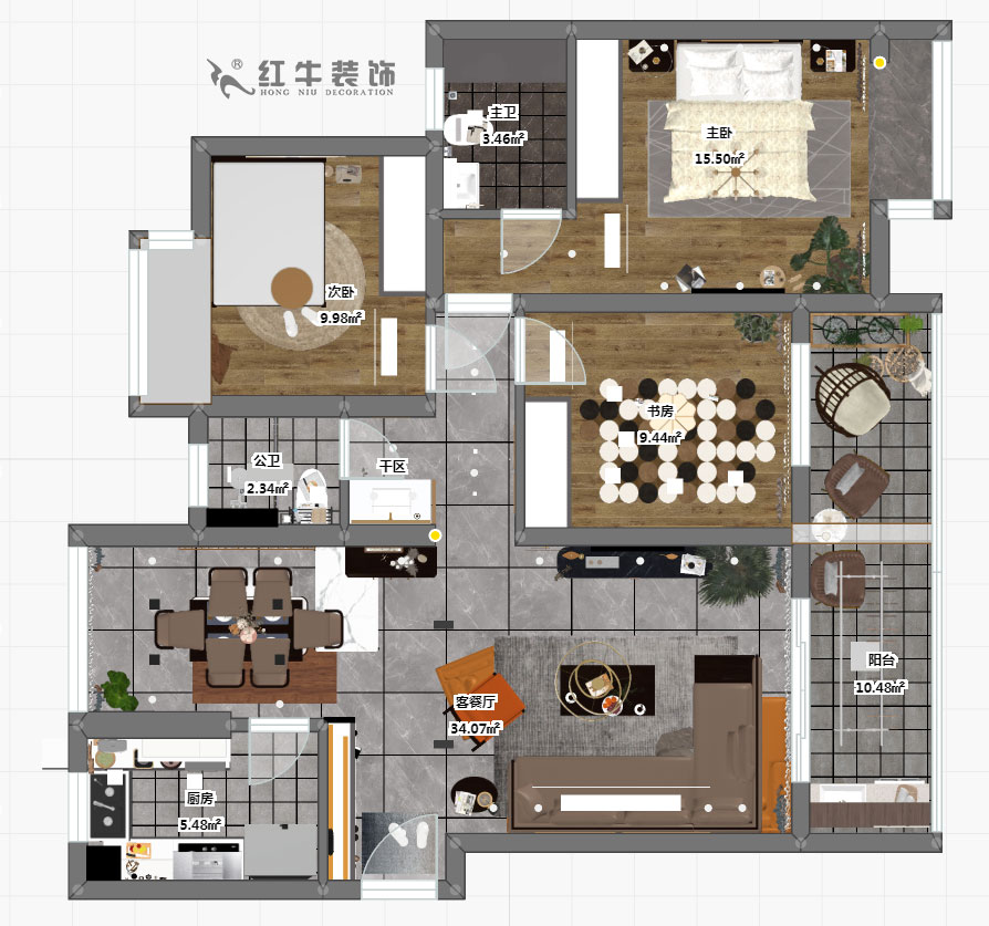 吳波_萊蒙水榭陽光10-1-901-107㎡-現代輕奢風格_3室2廳2衛（老房裝修）_成品家￥168676_全包16
