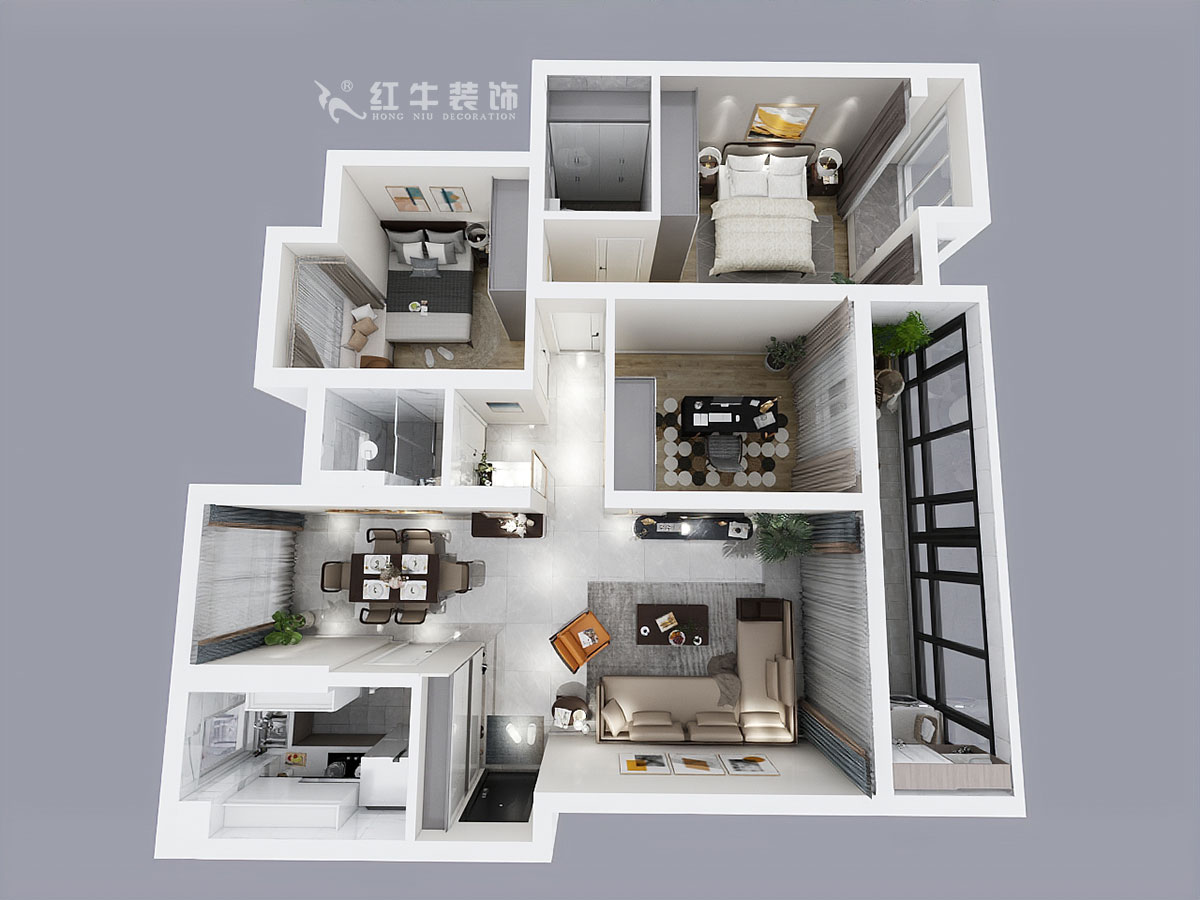 吳波_萊蒙水榭陽光10-1-901-107㎡-現代輕奢風格_3室2廳2衛（老房裝修）_成品家￥168676_全包16