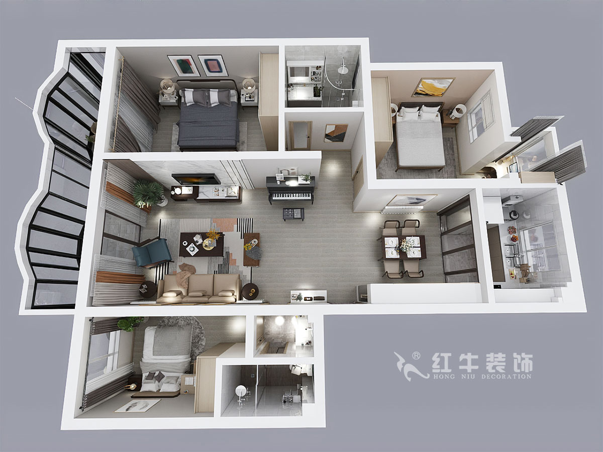 仇美蓉_半山花園4-2-304-125㎡-現代風格_3室2廳2衛（老房裝修）_定制家￥184867_全包18