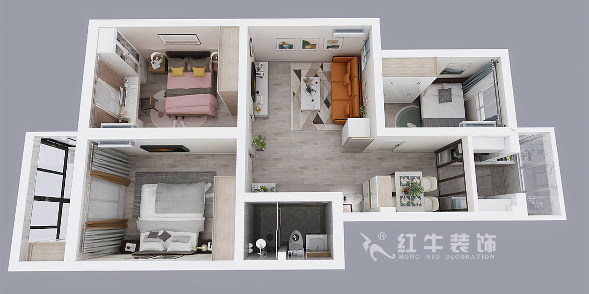 劉萍萍_寧西公寓2-404-90㎡-現代風格_3室2廳1衛（老房裝修）_成品家￥108140_全包10