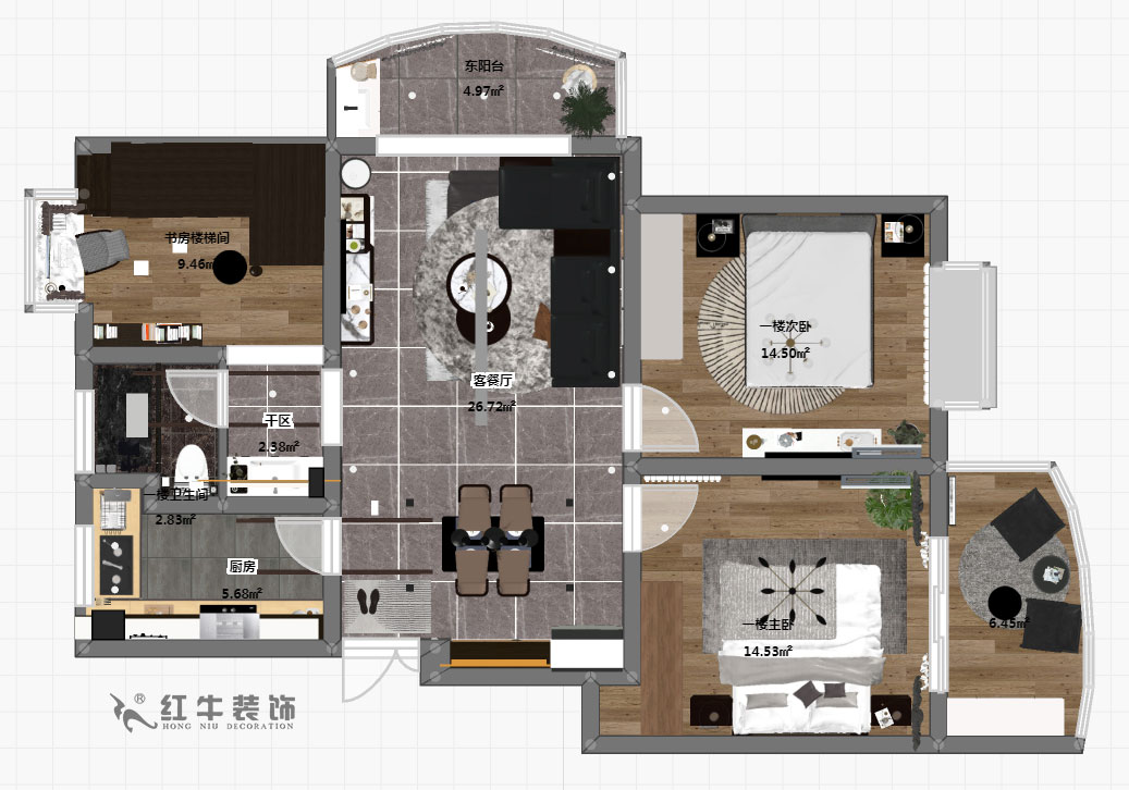 郭志成_墨香山莊25-1101-197㎡-輕奢簡美風格_5室3廳2衛（老房裝修）_定制家￥260180_全包26萬00_05一樓彩平圖