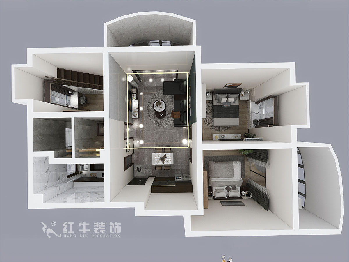 郭志成_墨香山莊25-1101-197㎡-輕奢簡美風格_5室3廳2衛（老房裝修）_定制家￥260180_全包26萬00_07鳥瞰圖1樓