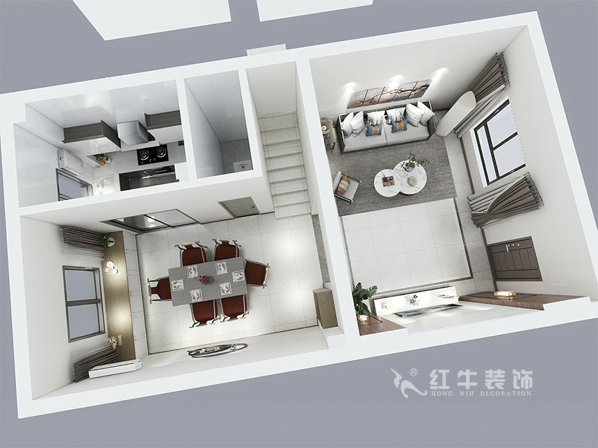 陸利民_香地美舍602-156㎡-新中式風格_5室2廳3衛（新房裝修）_定制家￥208000_全包25萬00_13一樓鳥瞰圖