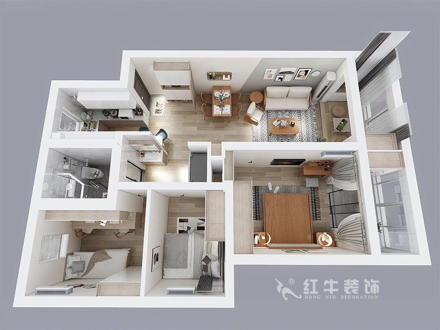 劉萍萍_金墻花苑3-704-90㎡-北歐風格_3室2廳1衛（老房裝修）_定制家￥144656_全包14