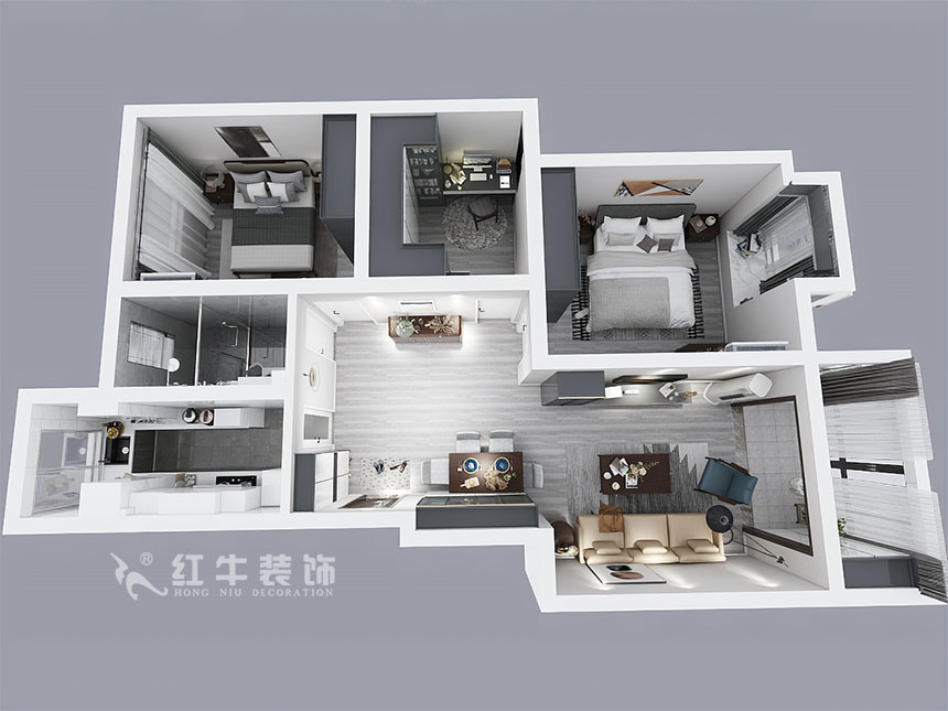 吳波_華匯康城23-404-105㎡-現代風格_3室2廳1衛（舊房裝修）_定制家￥155943_全包15