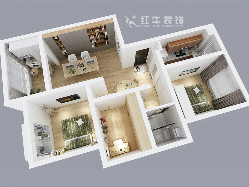 魏利利_津橋華府82㎡現代簡約｜顛覆傳統客廳，即是休閑書吧又是影院03鳥瞰圖