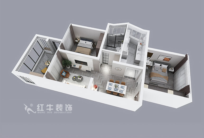 劉曉芳_21世紀現代城28-106-97㎡-現代風格_2室2廳1衛（老房裝修）_定制家￥126500_全包14