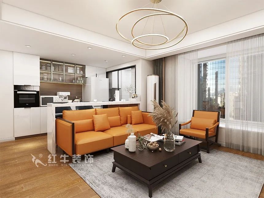 沙發不要靠墻，這樣設計才夠別致！（顧娟_東城水岸115㎡現代風格_3室2廳1衛_舊房裝修_全包17萬）01