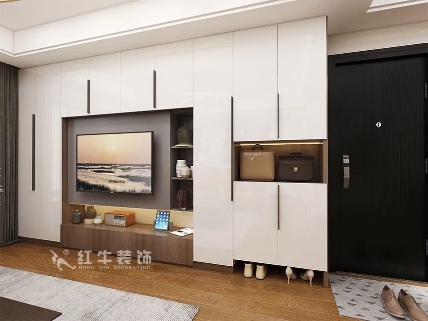 沙發不要靠墻，這樣設計才夠別致！（顧娟_東城水岸115㎡現代風格_3室2廳1衛_舊房裝修_全包17萬）05