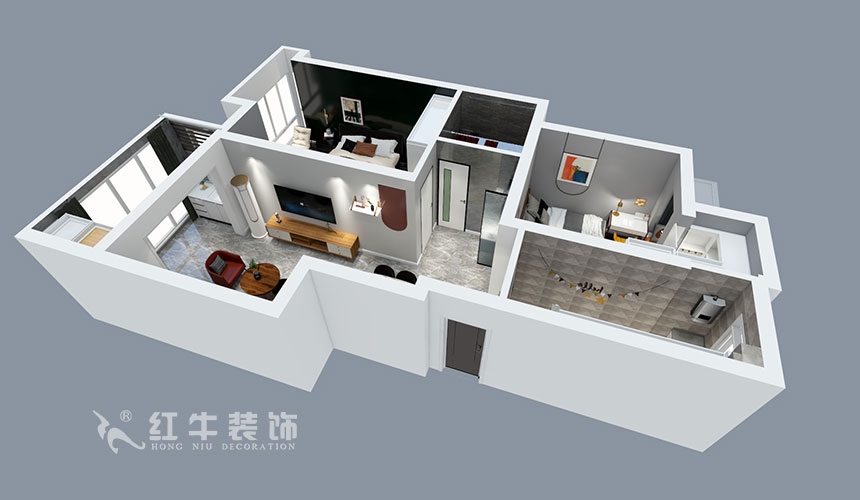 張智猿_紫金明珠5-2-304-82㎡-現代簡約風格_2室2廳1衛（老房裝修）_成品家￥127797_全包12