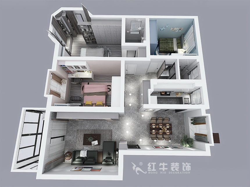 吳波_陽光雅居9-306-119㎡-現代風格_3室2廳2衛（舊房裝修）_成品家￥165860_全包16