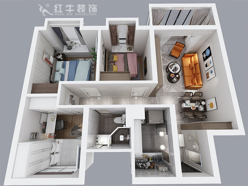 朱明琪_印象花園3-803-89㎡-現代輕奢風格_3室2廳1衛（新房裝修）_成品家￥100000_全包13萬00_04鳥瞰圖