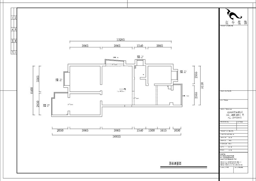 熊皓宇_東城水岸6-B-204-100㎡-現代簡約風格_3室2廳1衛（老房翻新）_成品家￥165270_全包14萬00_01原始結構圖
