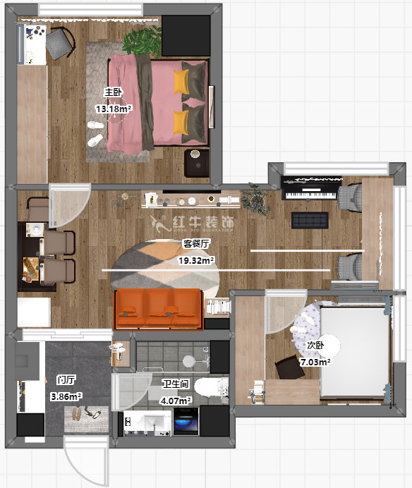 吳波_紫鑫國際公寓1210-55㎡-現(xiàn)代風格_2室1廳1衛(wèi)（舊房裝修）_定制家￥71000_全包7