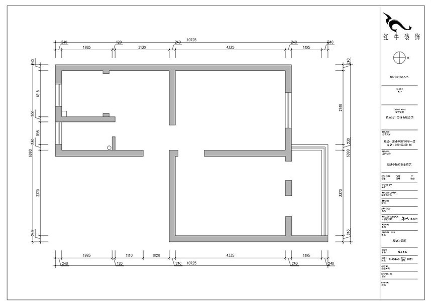 朱明琪｜龍蟠中路484-202-56㎡-現代風格｜2室1廳1衛｜老房裝修｜定制家￥85969｜全包9萬｜00_01原始結構圖