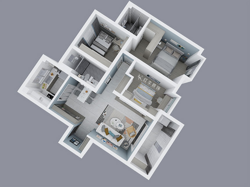 陸利民｜印悅府6-2201-110㎡-現(xiàn)代風格｜3室2廳2衛(wèi)｜新房裝修｜成品家￥157000｜全包15