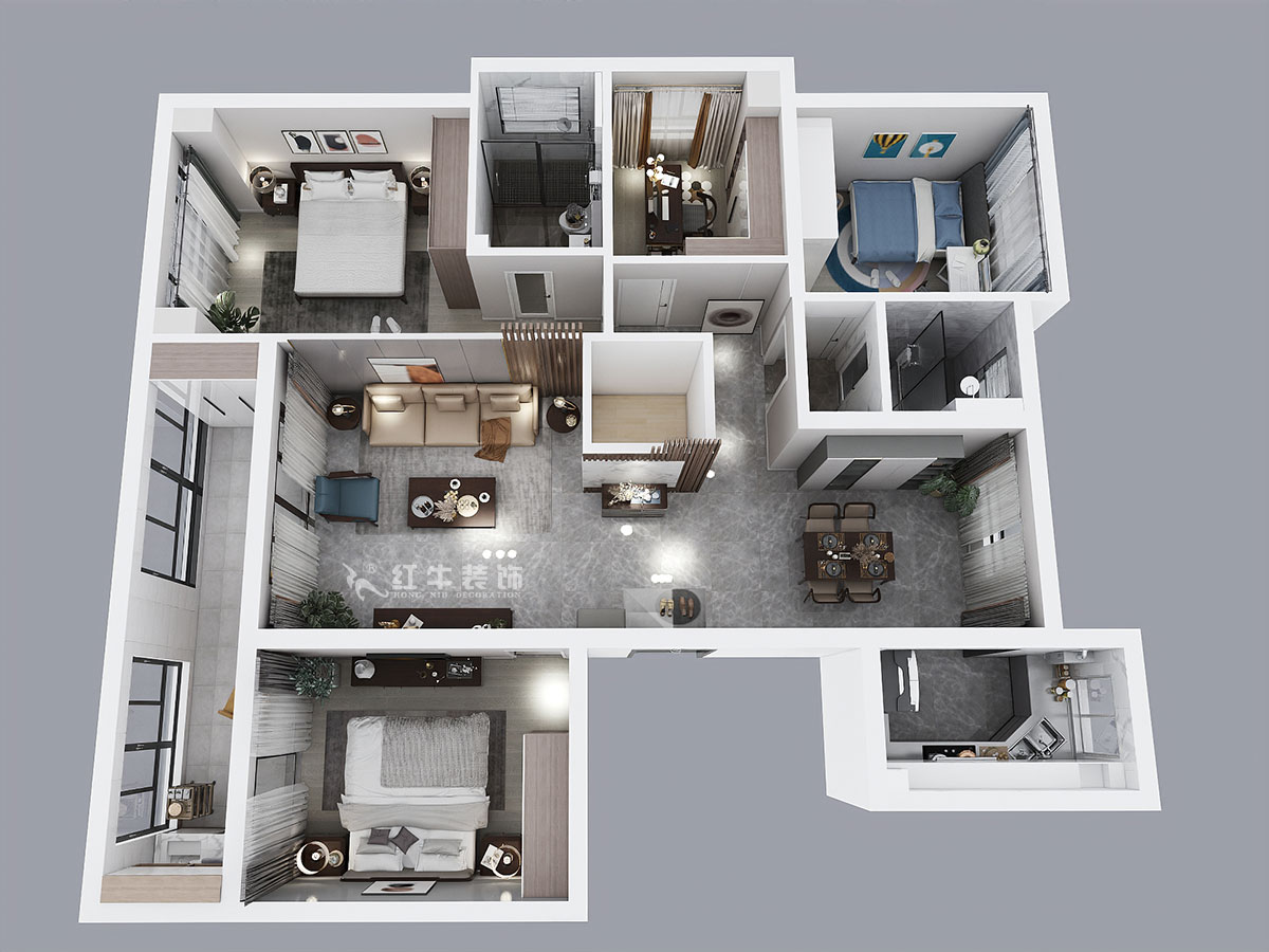 吳波｜綠城玫瑰園24-3-406-145㎡-現代風格｜4室2廳1衛｜新房裝修｜定制家￥163724｜全包16