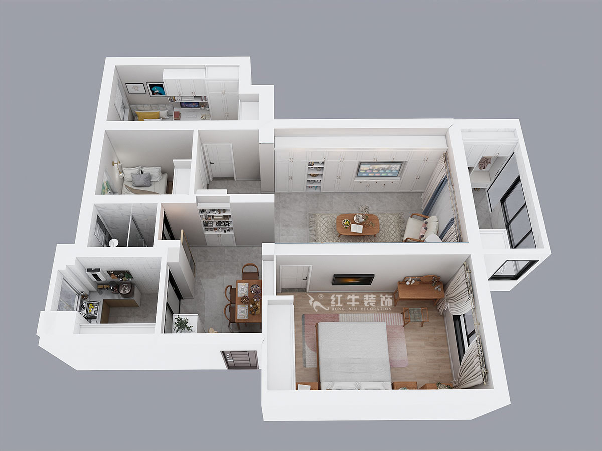 魏明花｜水佑崗22-2-103-80㎡-現代簡約風格｜3室2廳1衛｜二手房裝修｜成品家￥135494｜全包13