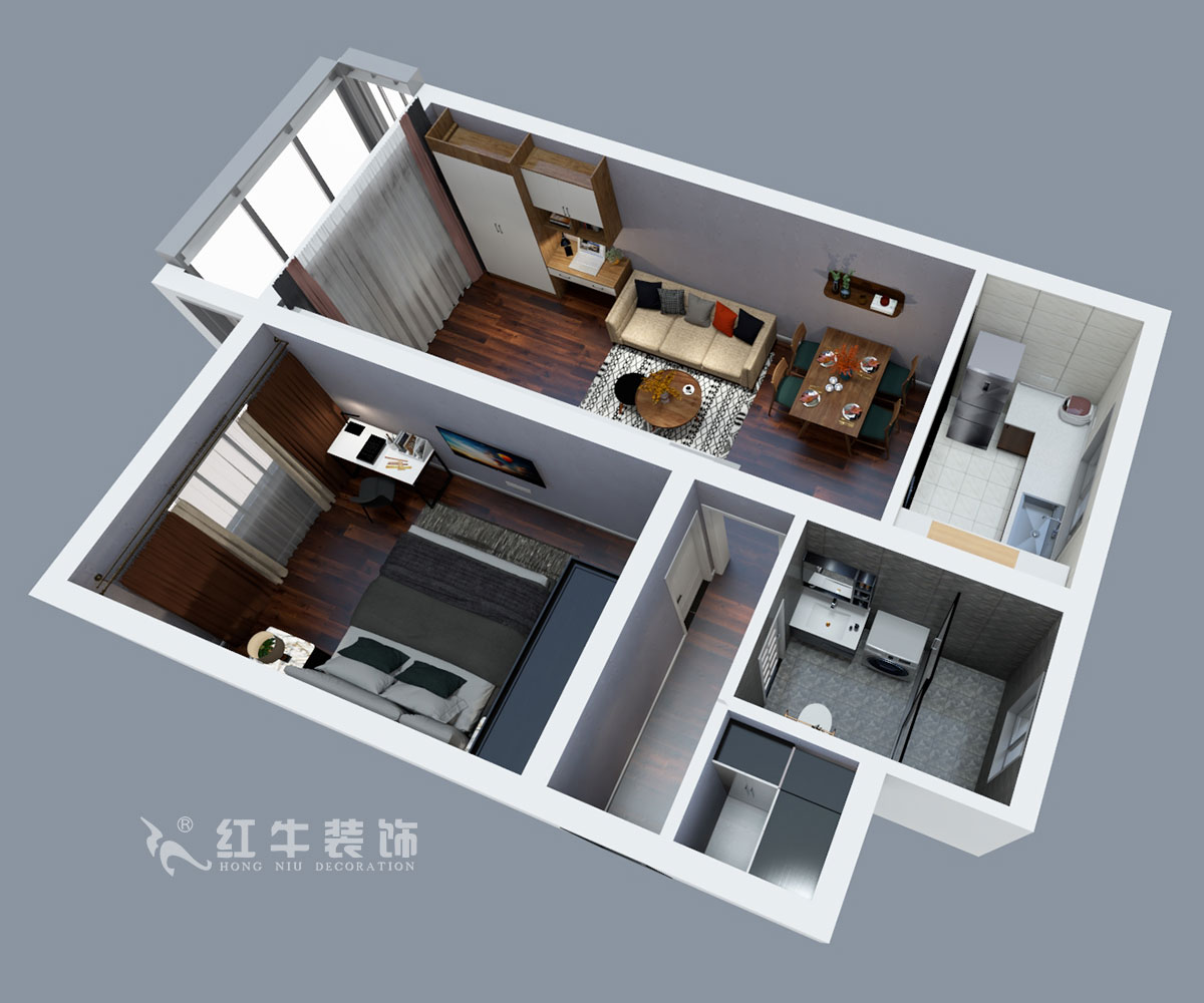 劉曉芳｜長白街2號1-506-64㎡-現代風格｜2室2廳1衛｜老房裝修｜定制家￥105600｜全包10